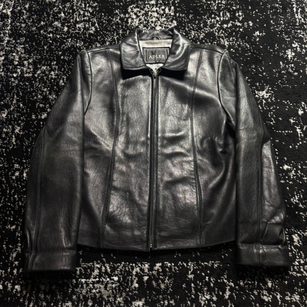 Adler Collection Black Real New Zealand Lambskin Leather Jacket Womens Medium M